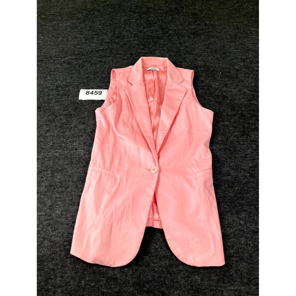 Ovi Blazer Vest Womens Small Pink Cotton Notch Lapel Single Breasted Formal